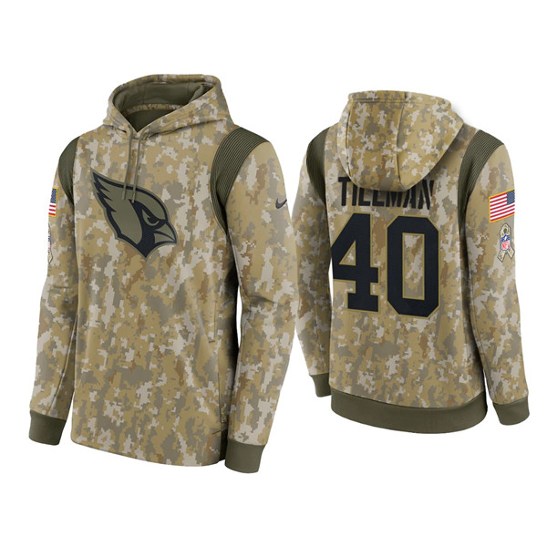 Men's Arizona Cardinals #40 Pat Tillman Camo 2021 Salute To Service Therma Performance Pullover Hoodie Men's Arizona Cardinals #40 Pat Tillman Camo 2021 Salute To Service Therma Performance Pullover Hoodie
